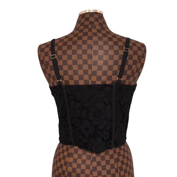 Express Cropped Corset Top Size 10 Black Lace Bustier $78 NEW Fairy Goth Witchy - Picture 3 of 8